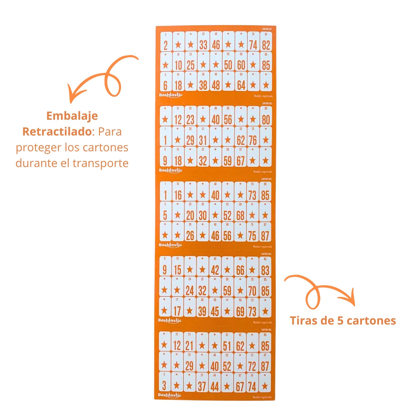 Cartones de Bingo para Tachar - Pack de 504 Unidades (Naranja)