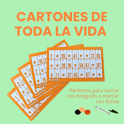 Cartones de Bingo para Tachar - Pack de 504 Unidades (Naranja)