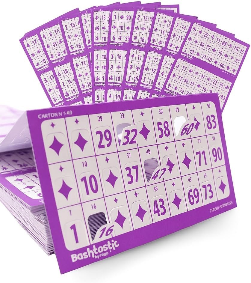 Cartones de Bingo Troquelados  – Pack 504 Unidades (Lila)