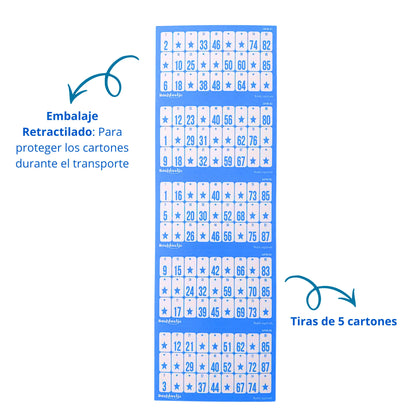 Cartones de Bingo para Tachar - Pack de 504 Unidades (Azul)