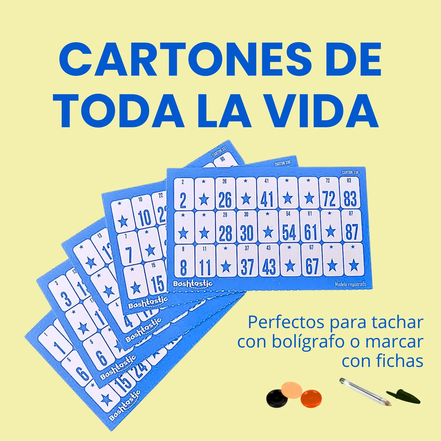 Cartones de Bingo para Tachar - Pack de 504 Unidades (Azul)