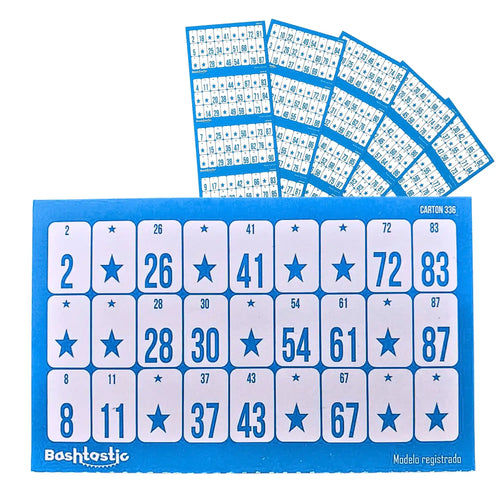 Cartones de Bingo para Tachar - Pack de 504 Unidades (Azul)
