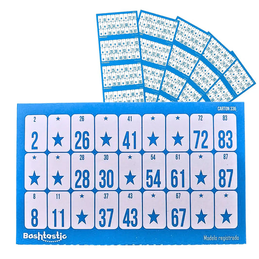 Cartones de Bingo para Tachar - Pack de 504 Unidades (Azul)