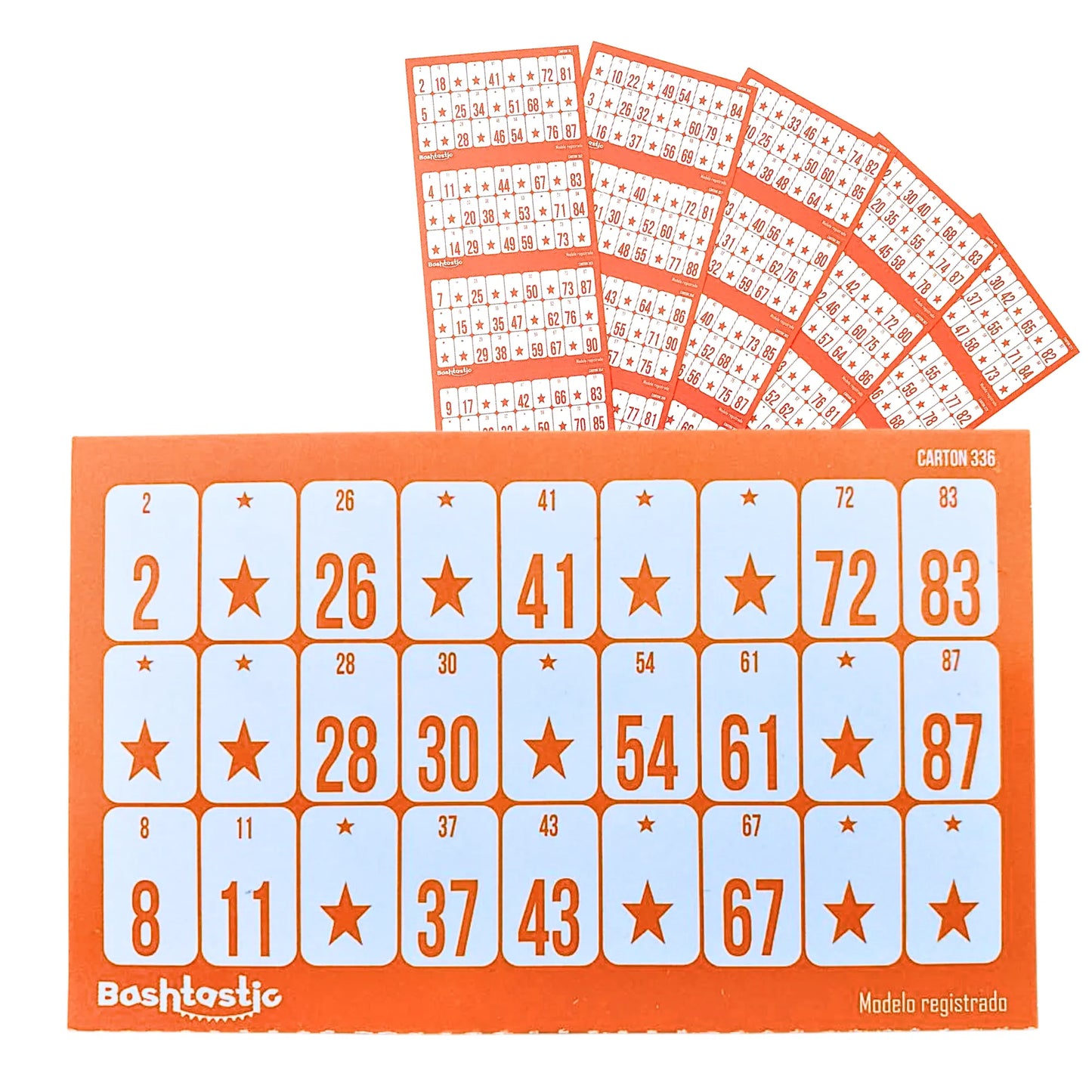 Cartones de Bingo para Tachar - Pack de 504 Unidades (Naranja)