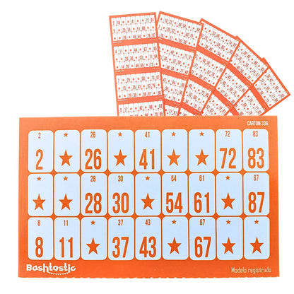 Cartones de Bingo para Tachar - Pack de 504 Unidades (Naranja)