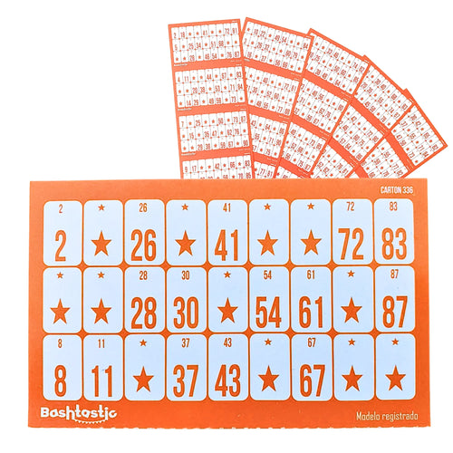 Cartones de Bingo para Tachar - Pack de 504 Unidades (Naranja)