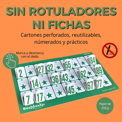 Cartones troquelados bingo pack 1008 color verde