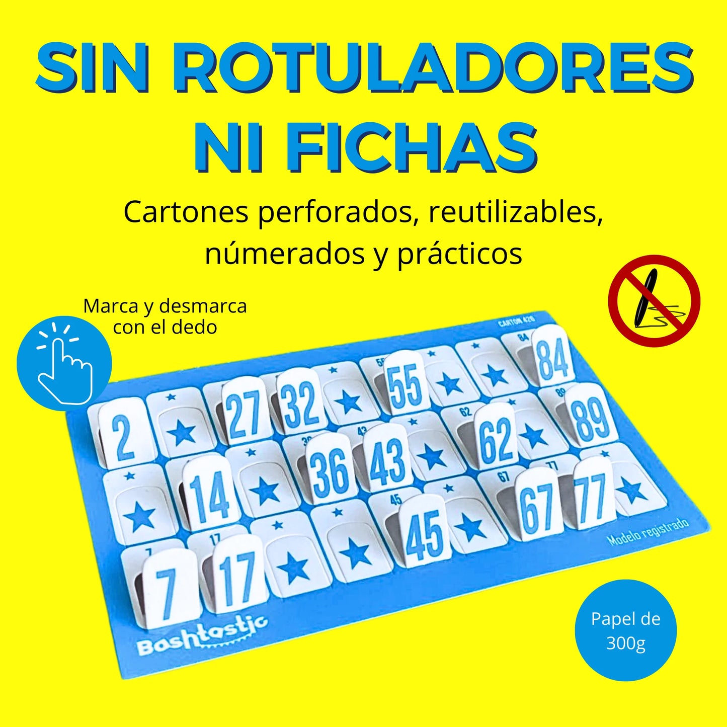 Cartones de Bingo Troquelados XXL – Pack 102 Unidades (Azul)